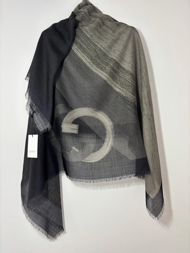 Foulard gucci grigio seta lana - gucci,
